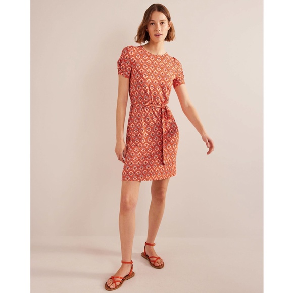 Boden Dresses & Skirts - *SOLD* Boden Knot Detail Jersey Mini Dress Geo Cascade Size 2